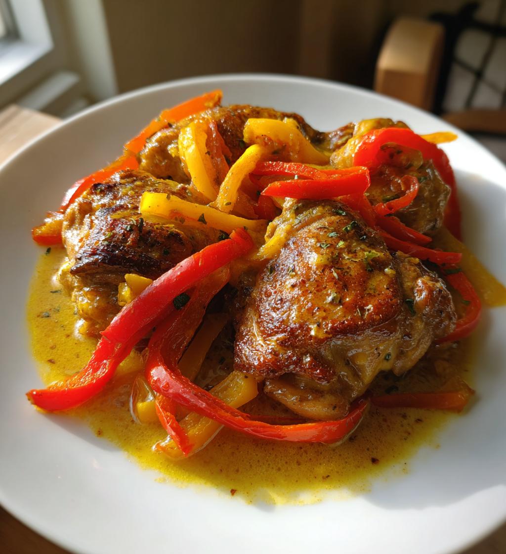 kyllingelår med paprika og cremefraiche
