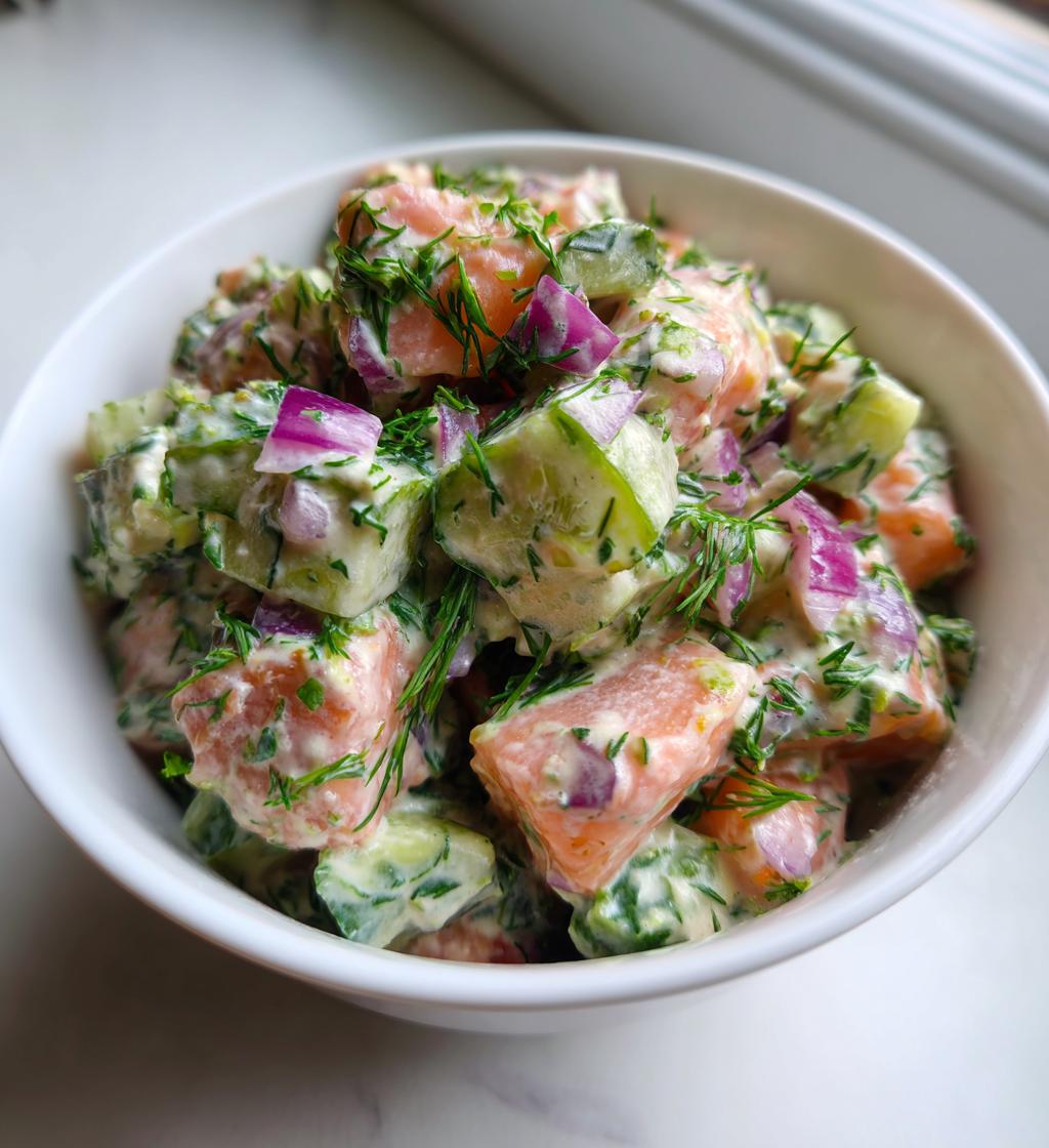 laksesalat med cremefraiche og dild - detail 1