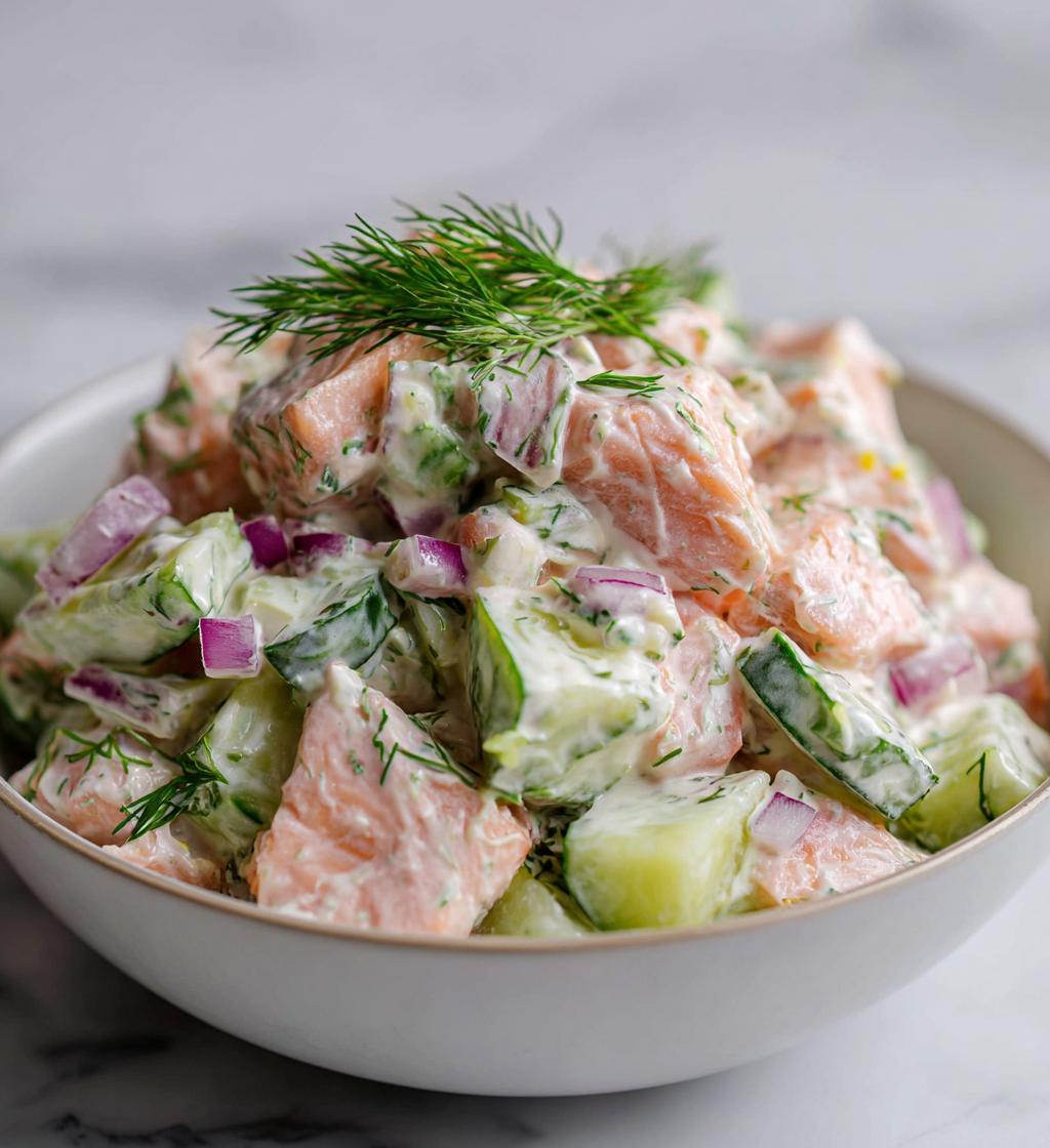 laksesalat med cremefraiche og dild
