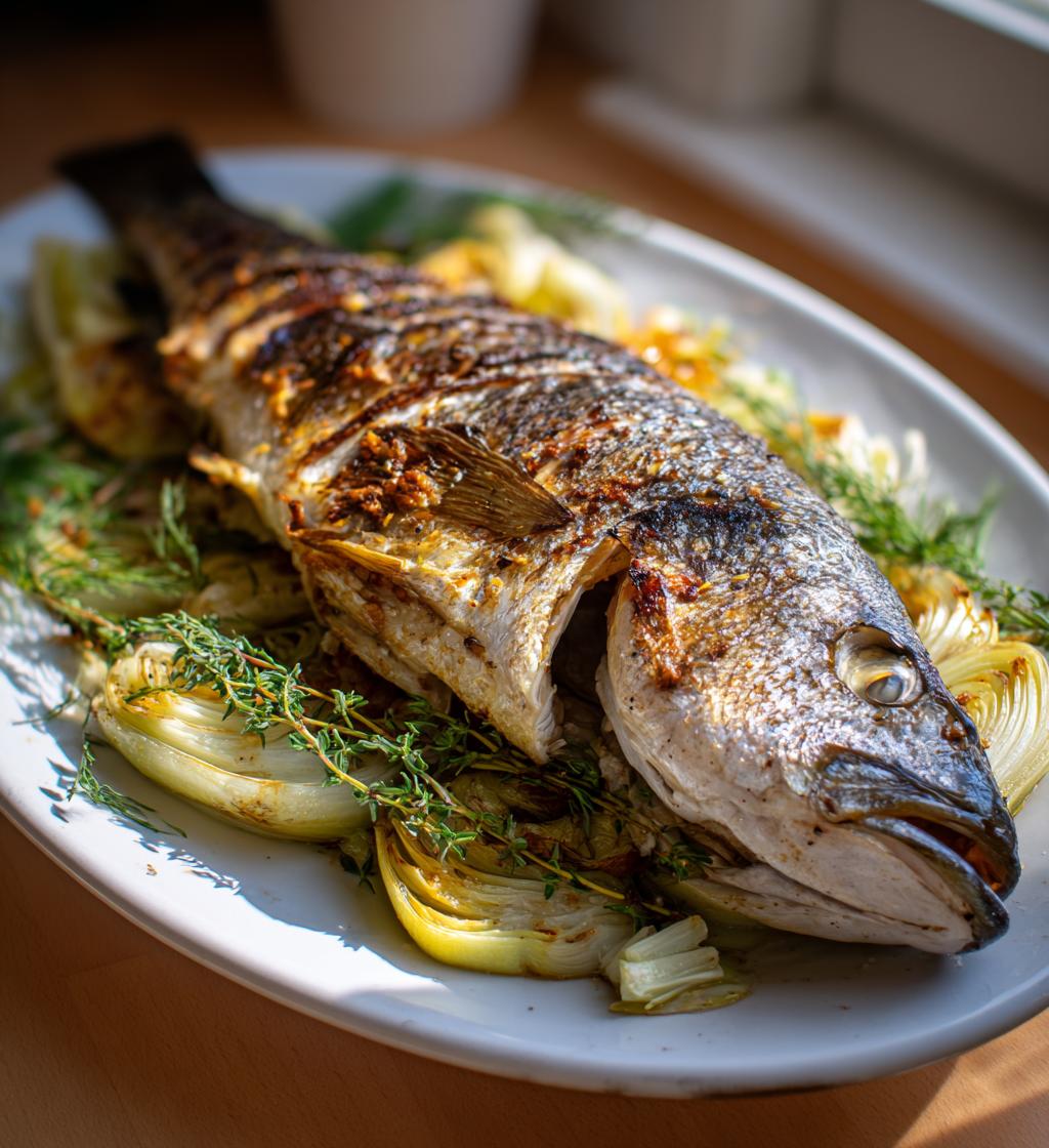 ovnbagt hel fisk med fennikel og citron - detail 1